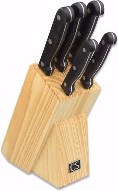 Juego de 6 piezas de cuchillos con bloque CS Solingen de acero inoxidable en varios colores