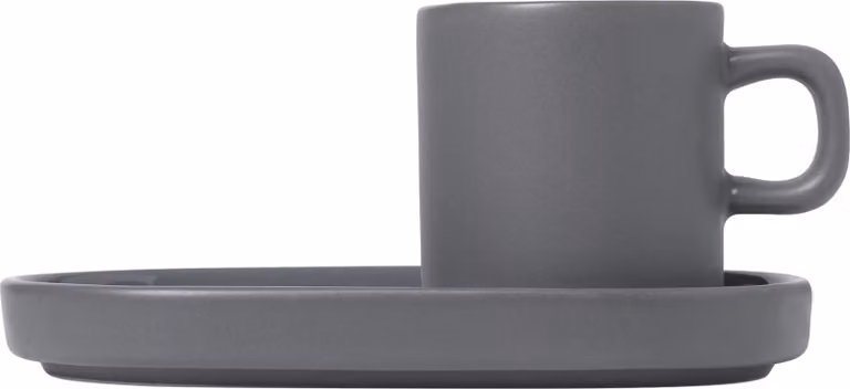 Juego de 2 tazas de espresso Blomus en cerámica color plata y gris de 0,05 l