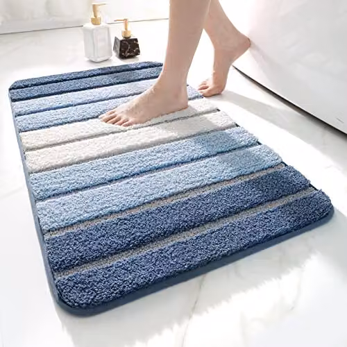 Alfombra de baño antideslizante DEXI de microfibra, azul, 40 x 60 cm