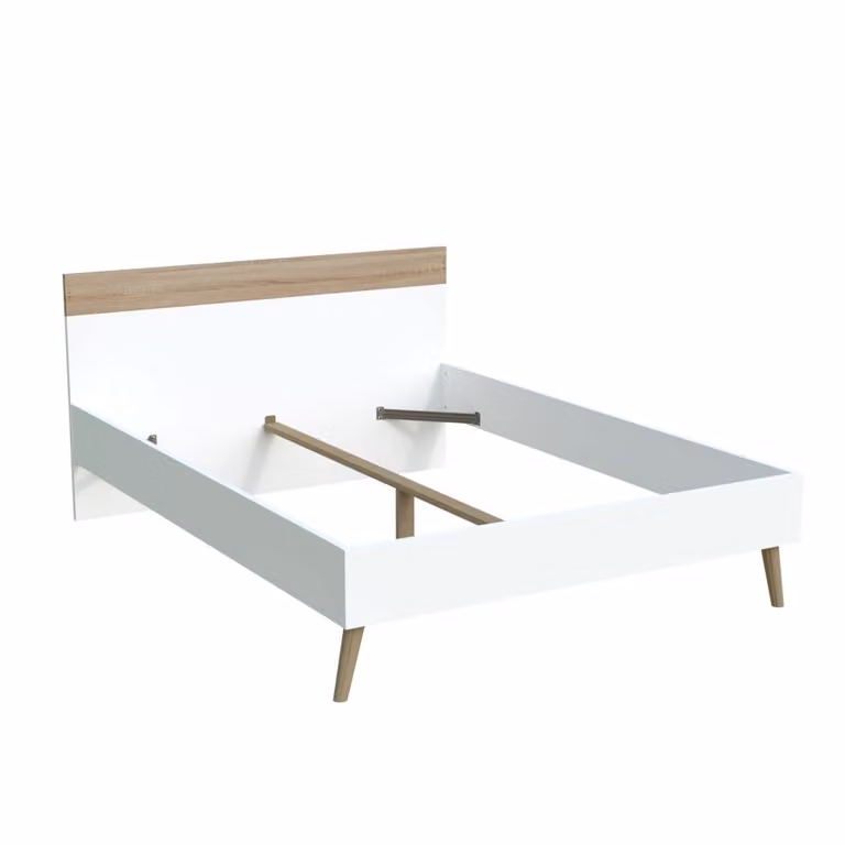 Cama de 2 plazas Weber Industries en color blanco y roble, An/P: 160 x 200 cm