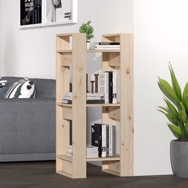Estantería divisor de espacios vidaXL de madera maciza de pino en color marrón y beige, An/P/Al: 41 x 35 x 91 cm