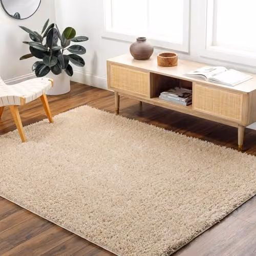 Alfombra Shaggy Livabliss Soso de Estilo Moderno y Abstracto en Color Beige, An/P: 120 x 180 cm