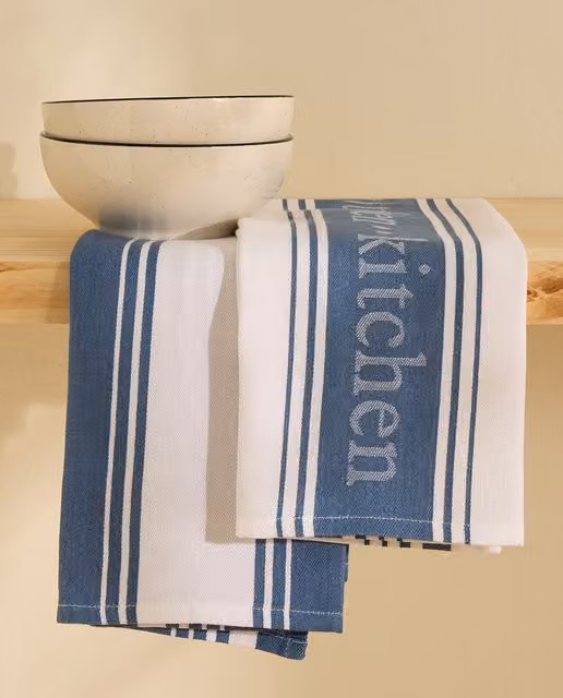 Set de 2 paños de cocina de algodón Kitsail El Corte Inglés con diseño de rayas en color azul