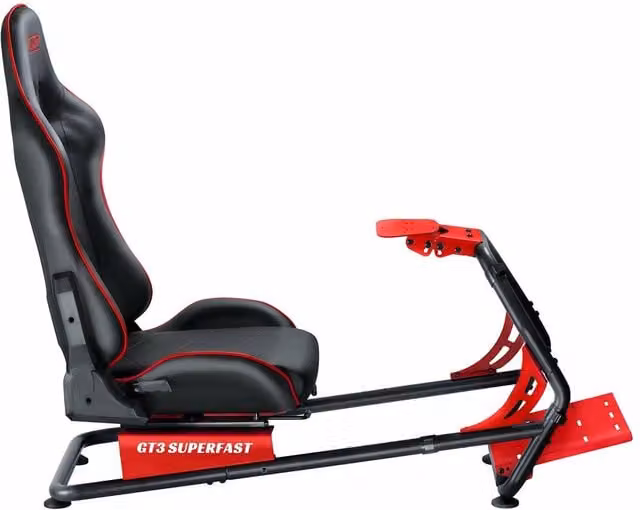 Silla gaming Oplite GT3 SF Cockpit en color negro y rojo con acabado en piel sintética
