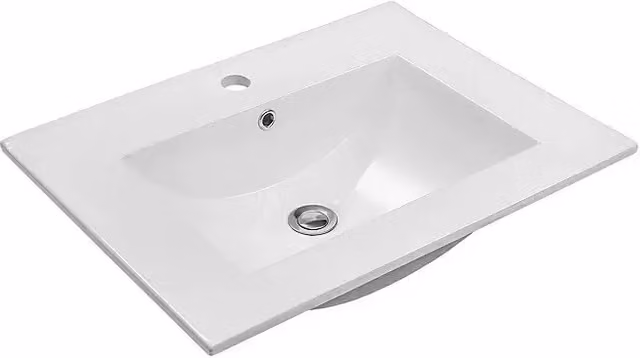 Lavabo empotrado rectangular Camargue de cerámica blanca An/P: 61,5 x 47 cm