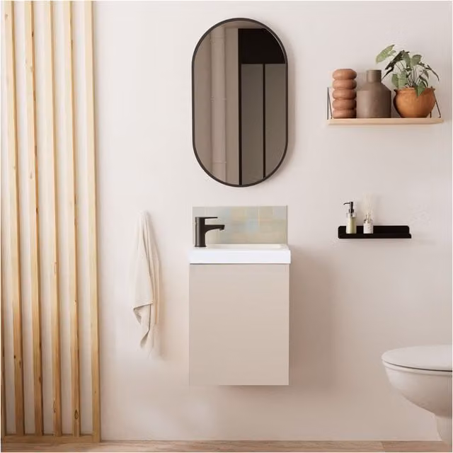 Mueble de baño moderno MOB IN con lavabo y espejo blanco de fondo reducido Profundidad: 22 cm