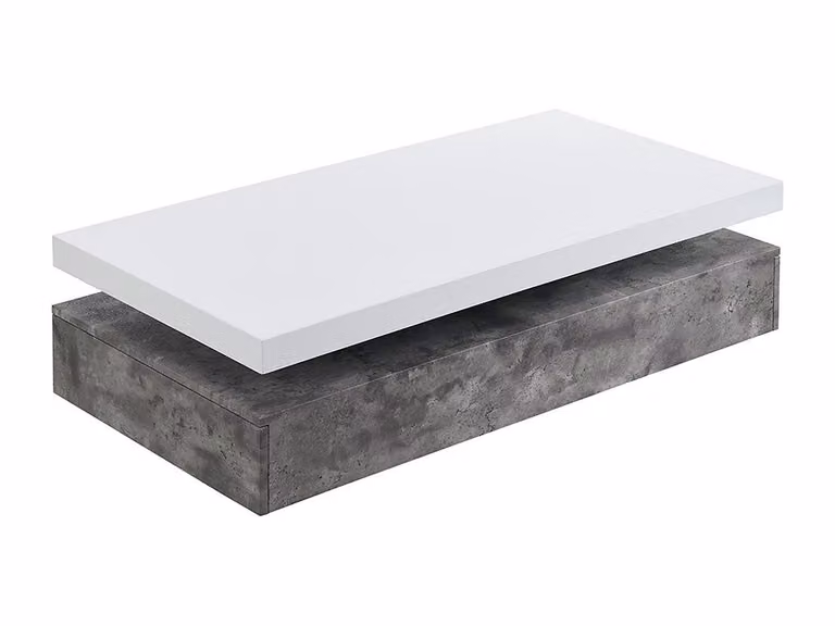 Mesa de centro rectangular VENTE-UNIQUE en MDF de color blanco y gris con acabado lacado y diseño moderno para tu salón