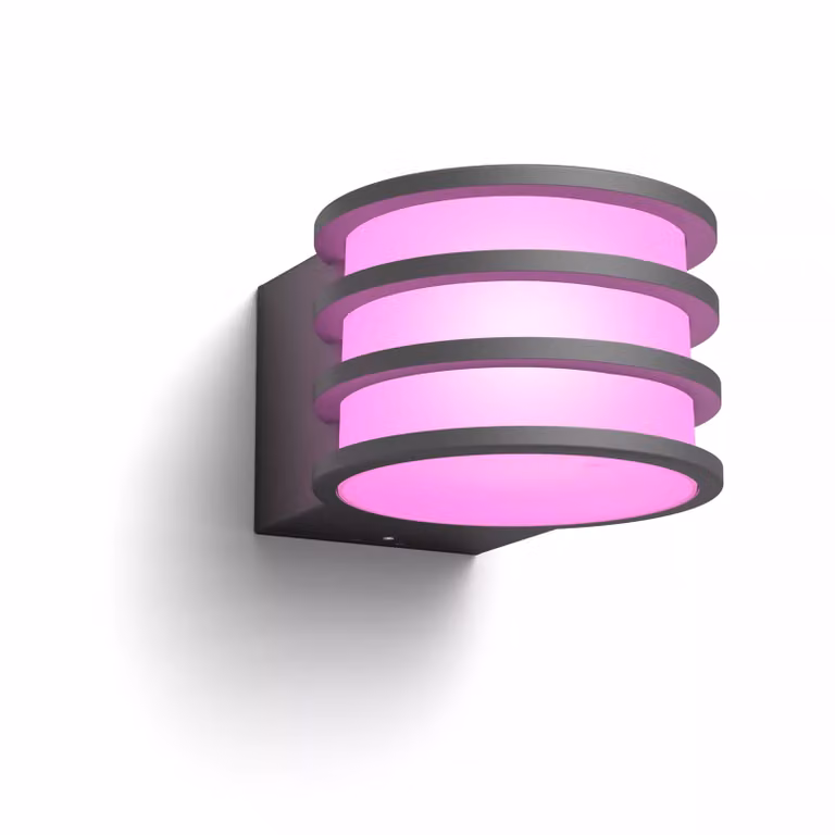 Aplique de pared Philips Hue Lucca White & Color Ambiance para exteriores, color negro, tecnología LED RGB y protección IP44