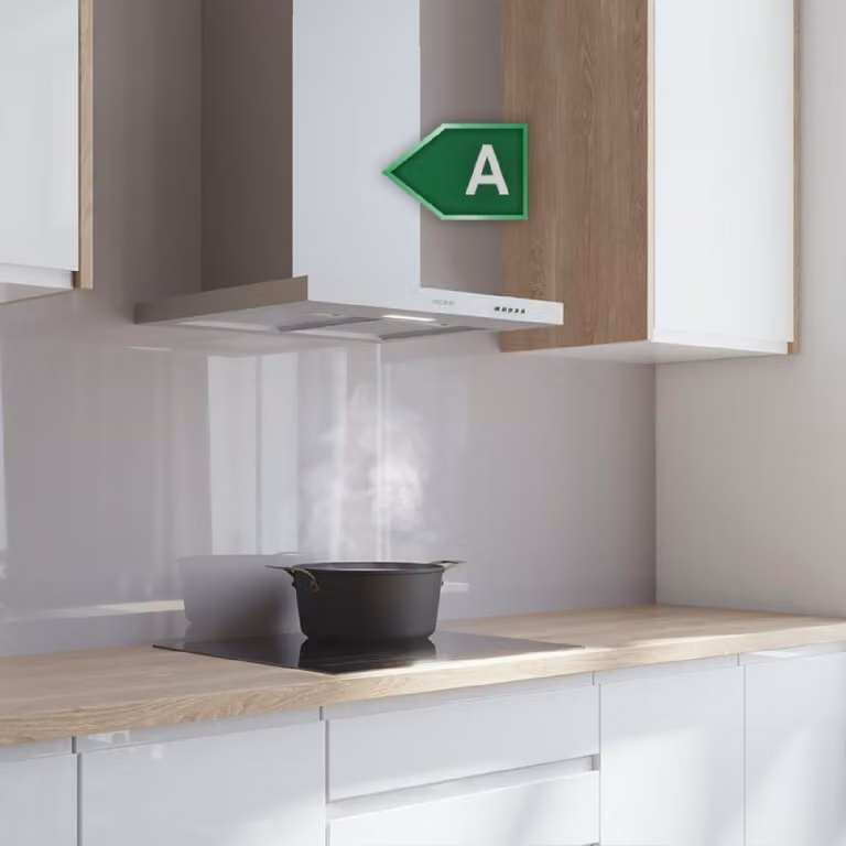 Campana extractora Cecotec Bolero Flux TM 603500 Inox B color plata con recirculación y filtro de carbón activado