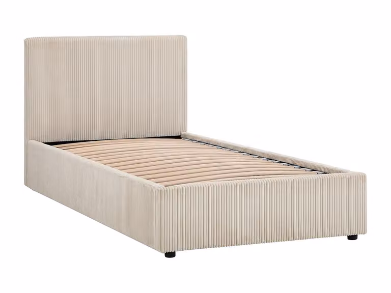 Canapé abatible VALME en tejido de pana color beige de 90 x 190 cm