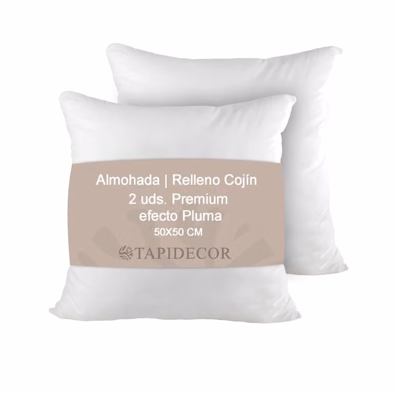 Pack de 2 rellenos de cojín efecto pluma TAPIDECOR blancos, antibacterianos y transpirables, An/An/Al: 50 x 50 x 50 cm