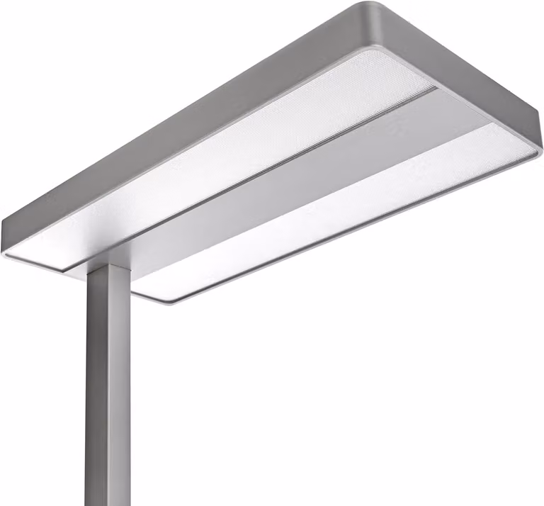 Lámpara de pie LED UNiLUX LIXUS de aluminio plateado con regulación de intensidad y luz ascendente y descendente