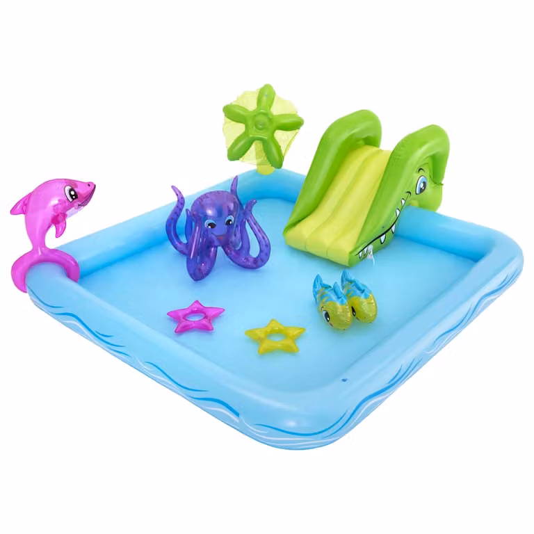 Piscina de juego inflable Bestway Fantastic Aquarium multicolor con tobogán y pulverizador An/P/Al: 239 x 206 x 86 cm