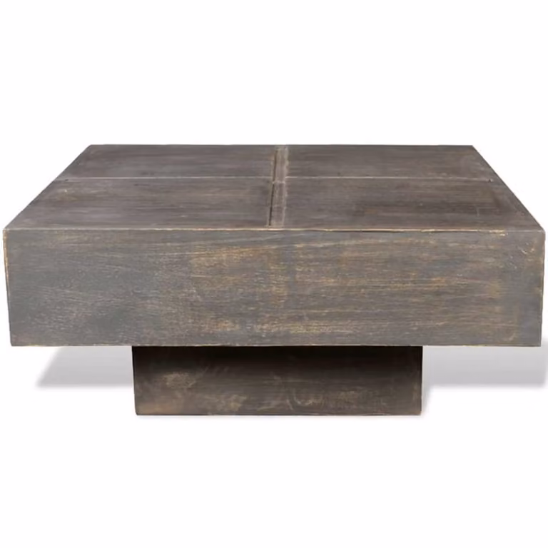 Mesa de centro cuadrada Maison exclusive de madera de mango marrón An/P/Al: 68 x 68 x 28 cm