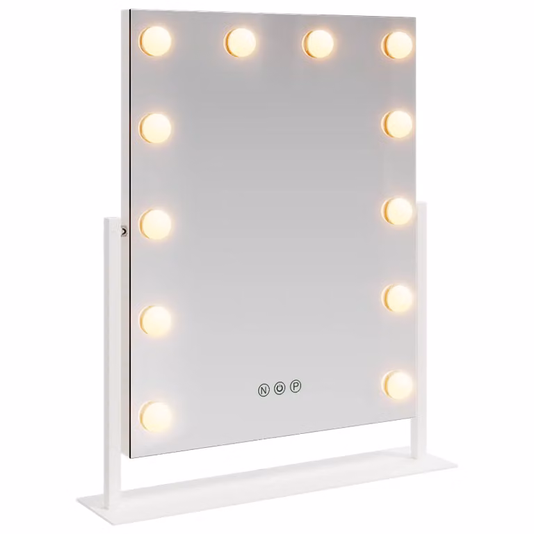 Espejo LED para tocador vidaXL blanco con interruptor táctil y regulable, An/P/Al: 44 x 10 x 53 cm