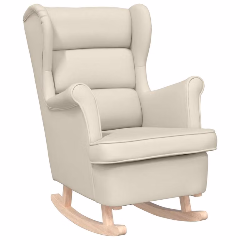 Silla mecedora de lino blanco vidaXL con reposabrazos An/P/Al: 74 x 90 x 102 cm