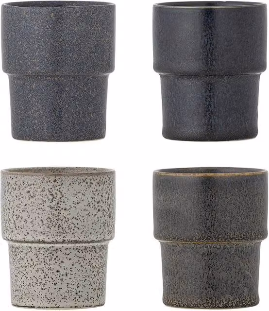Set de 4 tazas Ewan de Bloomingville en gres multicolor para adultos