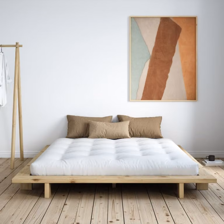 Cama de madera de pino de estilo escandinavo Karup Design en color beige An/P/Al: 180 x 200 x 208 cm