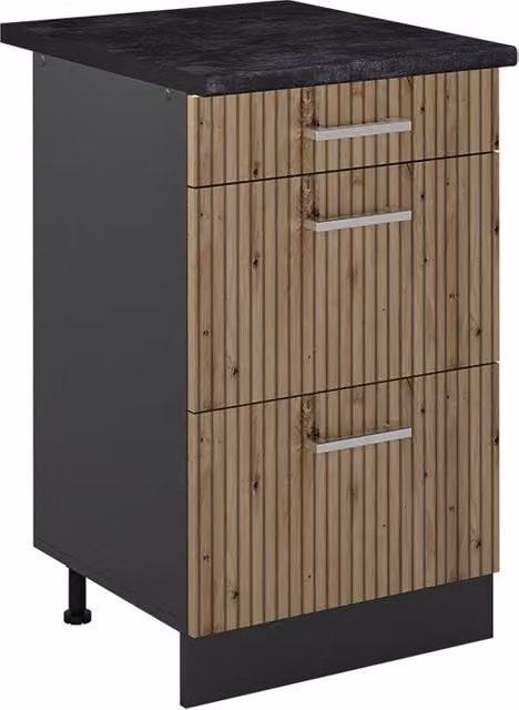 Mueble bajo de cocina Vicco R-Line en roble artesanal y antracita con encimera de 50 cm