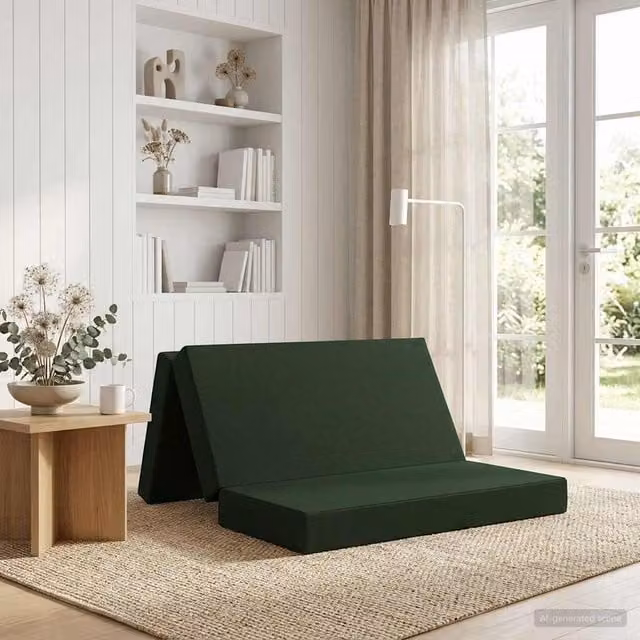Sofá cama plegable vidaXL en color verde para adultos, An/P/Al: 140 x 67 x 45 cm