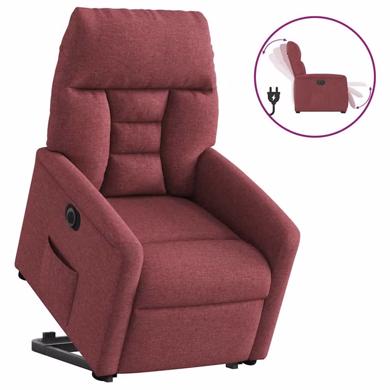 Sillón eléctrico reclinable y elevable vidaXL en tela color rojo tinto para mayores con reposabrazos