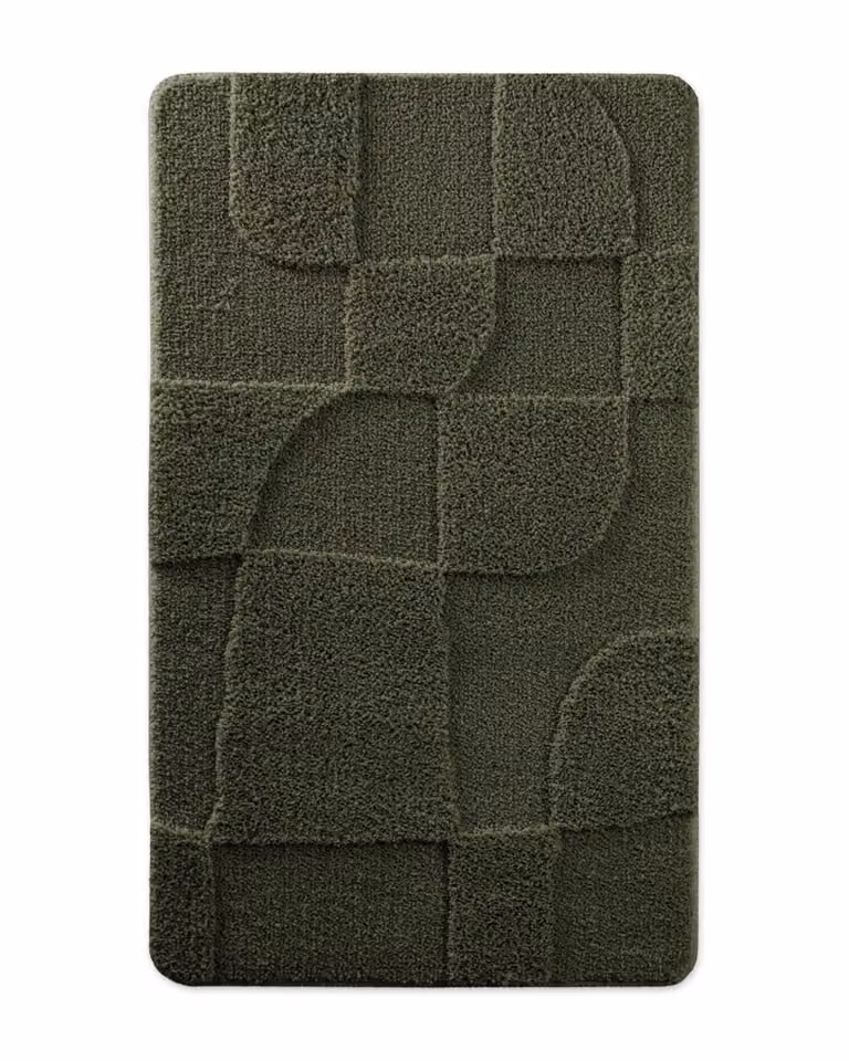 Alfombra de baño Wecon Home en relieve color caqui oscuro, An/P: 80 x 150 cm