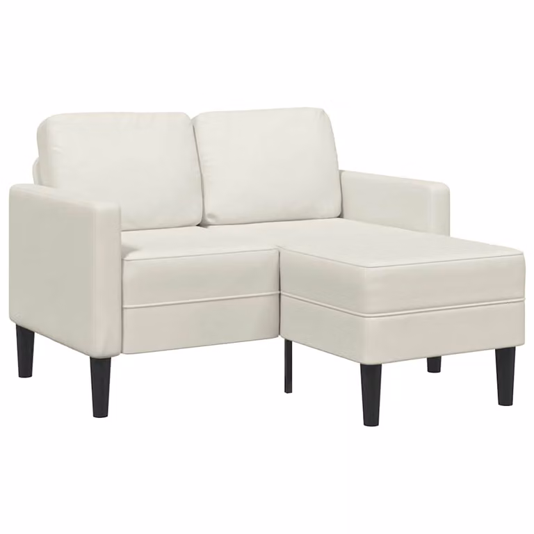 Sofá de 2 plazas con chaise longue en forma de L vidaXL en terciopelo beige con cojines, An: 125 cm, Al: 174 cm, P: 85 cm