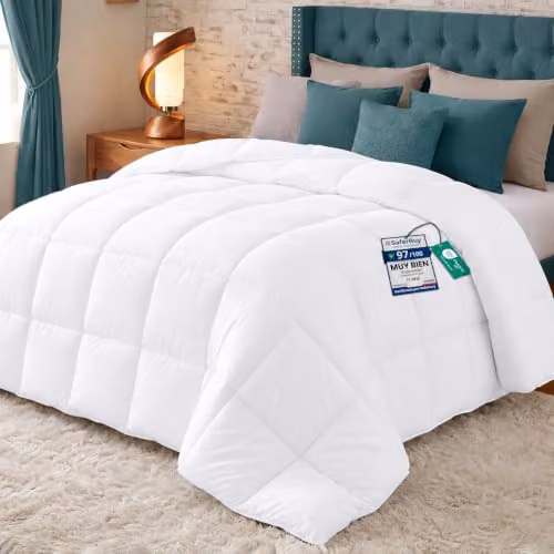 Edredón cálido de microfibra Utopia Bedding para cama de 2 personas, color blanco, 200 x 220 cm