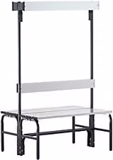 Banco para vestuarios de listones de aluminio Certeo en color gris antracita, An/P/Al: 165 x 72,5 x 45 cm