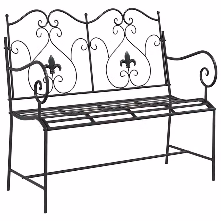 vidaXL Banco de jardín para 2 personas de acero negro mate An/P/Al: 104 x 54 x 93 cm