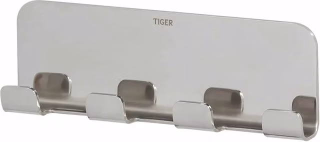 Toallero de gancho múltiple Tiger color plata con fijación adhesiva