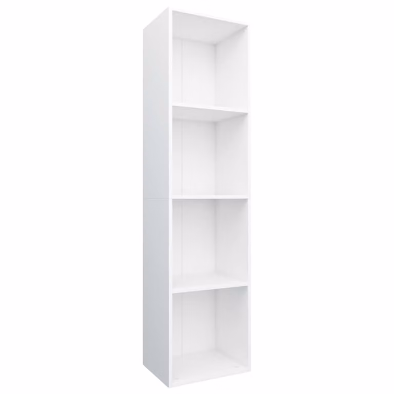 Estantería de libros y mueble de TV Maison Chic en madera blanca de estilo clásico, An/P/Al: 36 x 30 x 143 cm