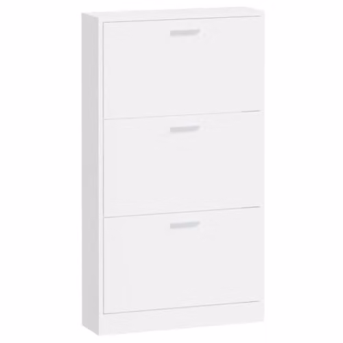 Armario zapatero Helloshop26 moderno de pared con acabado brillante en color blanco, An/P/Al: 59 x 17 x 108 cm