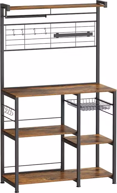 Estantería de cocina VASAGLE moderna con estantes ajustables en marrón y negro, An/P/Al: 42,0 x 21,3 x 167,3 cm
