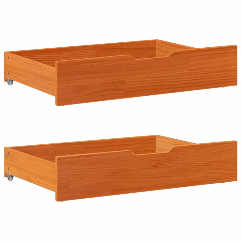 Set de 2 cajones para debajo de la cama vidaXL de madera maciza de pino en color marrón, An/P/Al: 80 x 55 x 17 cm