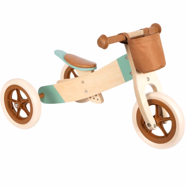 Bicicleta de aprendizaje y triciclo Maxi Caramelo de Smallfoot en color marrón y multicolor con altura ajustable