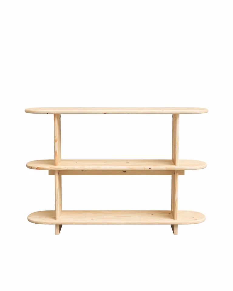 Librería moderna Hannun de madera de abeto reciclada en color beige y marrón para tu salón con Ancho: 120 cm
