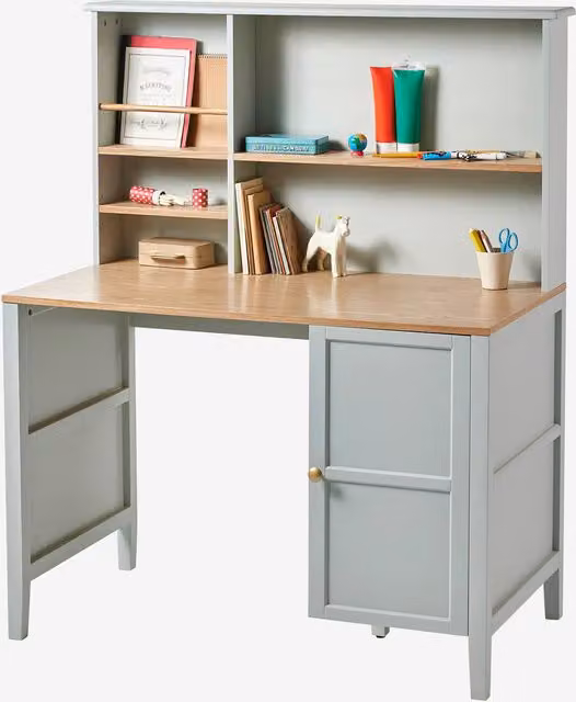 Escritorio infantil PARISINA de Vertbaudet en color verde y madera de pino, estilo escandinavo, An/P/Al: 135,5 x 60 x 29,21 cm