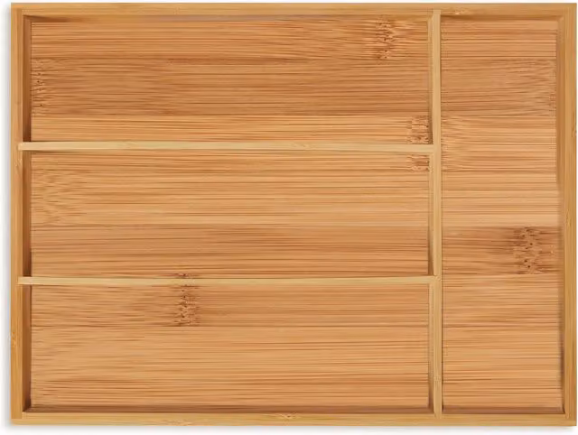 Cubertero de bambú y MDF con 4 compartimentos para tus utensilios de cocina, color marrón, relaxdays, An/P/Al: 26 x 5 x 35,5 cm
