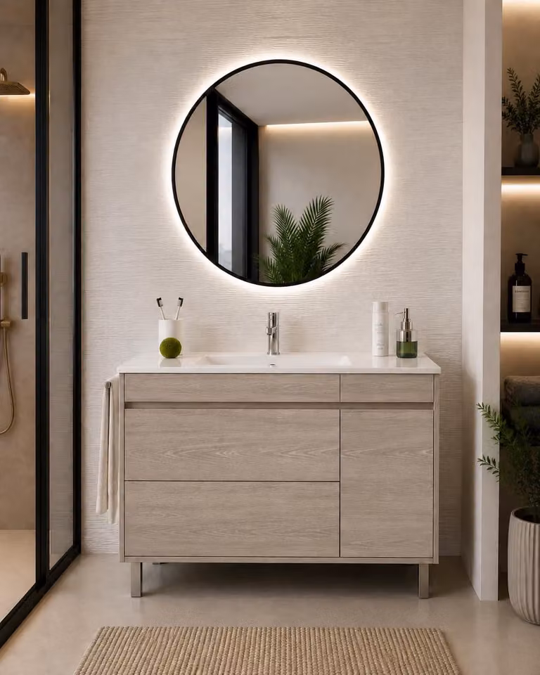 Mueble de baño con lavabo ORIGEN BATH CAPRERA en color roble ahumado, An/P/Al: 80 x 40 x 82 cm