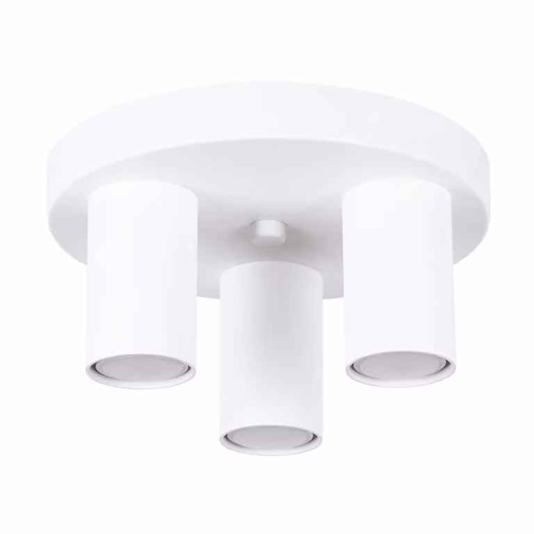 Lámpara de techo Sollux Lighting de metal blanca con diseño cilíndrico minimalista, Altura: 25 cm