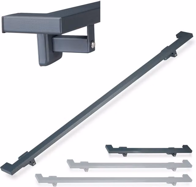 Pasamanos de acero de Relaxdays para montaje en pared, diseño cuadrado en color antracita mate, Longitud: 100 cm