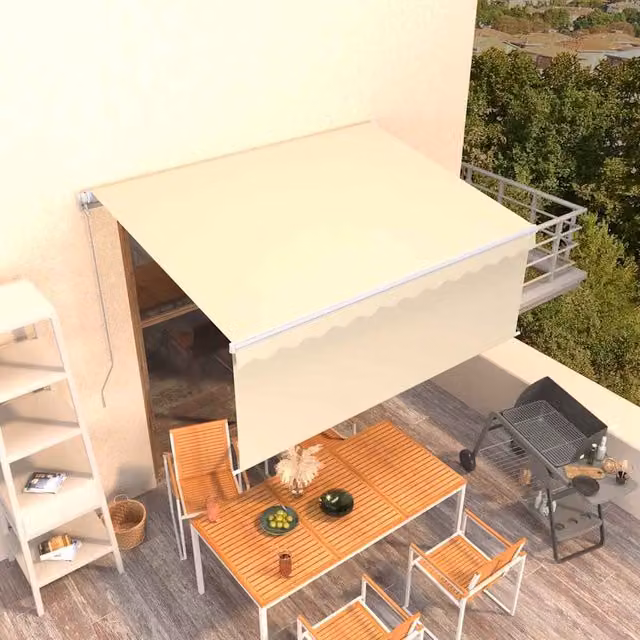 Toldo retráctil Maison exclusive en color beige, fabricado en poliéster y aluminio, An/P/Al: 300 x 250 cm