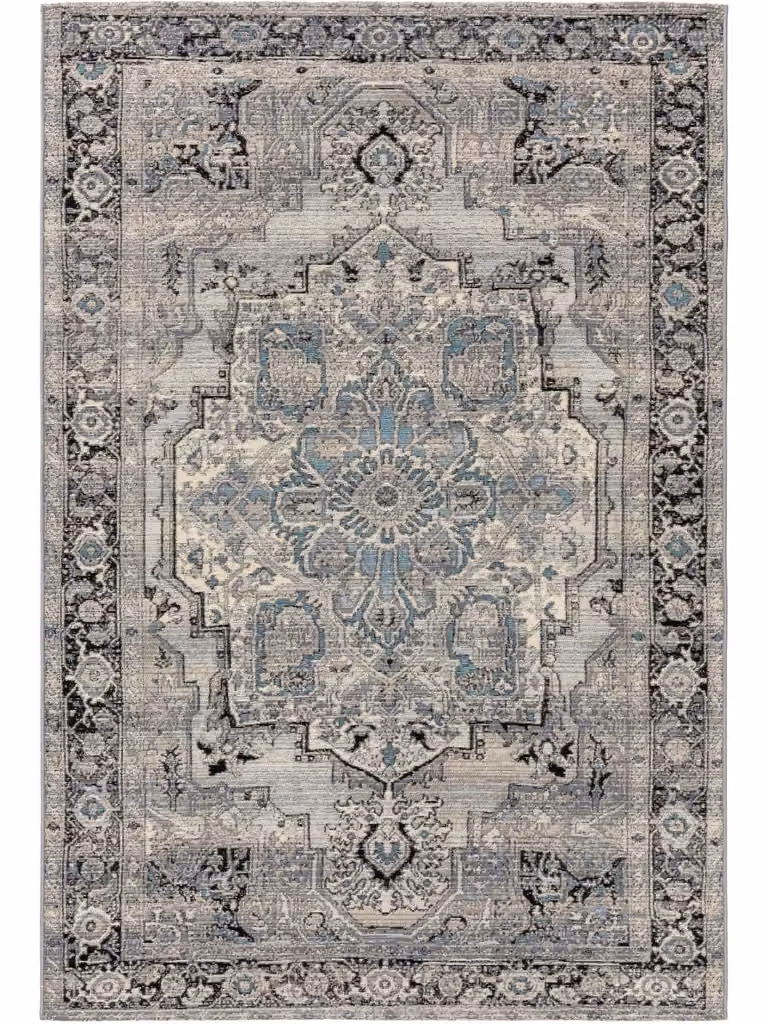 Alfombra Benuta de diseño oriental patchwork para interior y exterior, color gris, An/P: 240 x 340 cm