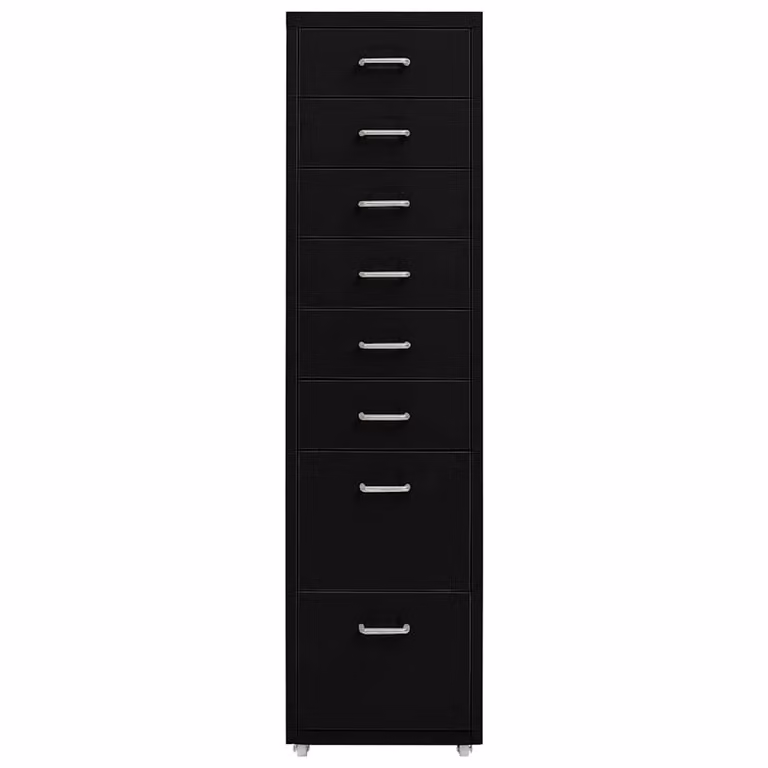Armario archivador móvil vidaXL de metal negro con puertas y cajones An/P/Al: 28 x 41 x 109 cm