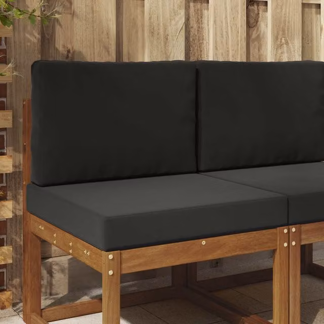 Set de 2 cojines cuadrados para sofá de exterior vidaXL en poliéster color negro de 60 x 60 cm