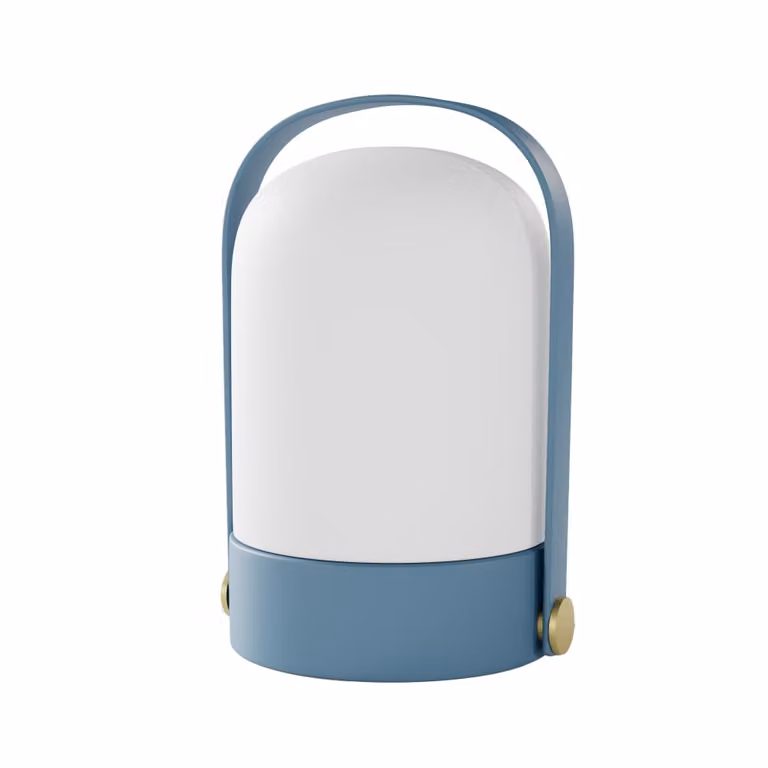 Lámpara de mesa moderna SULION de metal azul y cristal blanco