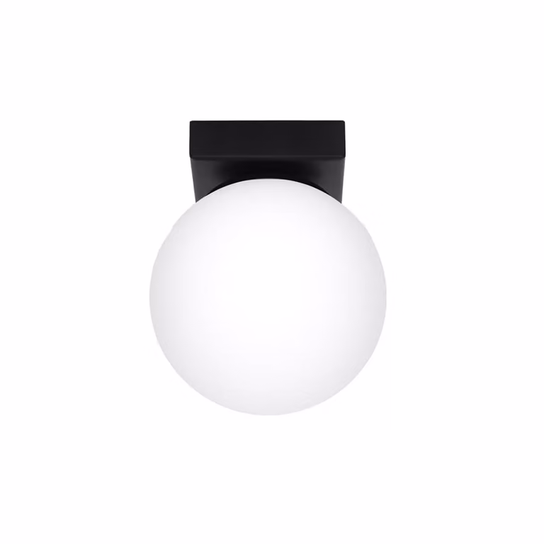 Lámpara de techo moderna Sollux Lighting en color negro con esfera de cristal y estructura de metal, Altura: 15 cm