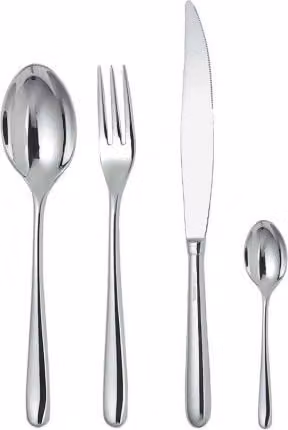 Juego de cubiertos Caccia de Alessi, 24 piezas en acero inoxidable color plata con acabado pulido