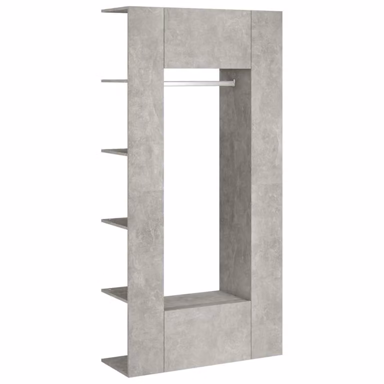 Set de 2 muebles de recibidor vidaXL modernos de madera en color gris hormigón mate con estantes y barra de colgar